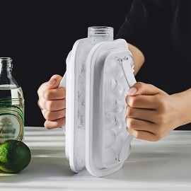 家庭用折りたたみ式アイスメーカー＆水カップ、17個の大きなコンパートメント付き長方形製氷トレイ、冷蔵庫に最適、カクテルや飲料用の使いやすいアイスモールド