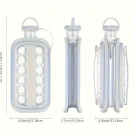 家庭用折りたたみ式アイスメーカー＆水カップ、17個の大きなコンパートメント付き長方形製氷トレイ、冷蔵庫に最適、カクテルや飲料用の使いやすいアイスモールド