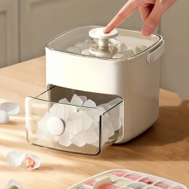 プレスカバー付きスクエアアイスキューブメーカー48個セット - 大容量ダブルレイヤーデザイン、食品グレードプラスチック、22.68KG/24時間、手動操作、電気不要、キッチン必須品、モダンクッキングウェア｜お手入れ簡単素材