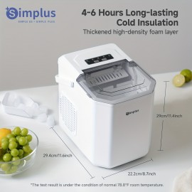 シンプルス 1.2L/40.58oz 自動アイスメーカー -コンパクトで効率的、速い6分の凍結、1時間で9枚のアイスディスク、60分の総収納、家庭やバーに最適、正方形の形状、110-130V AC電源、バッテリー不要、凍結器用アイスメーカー