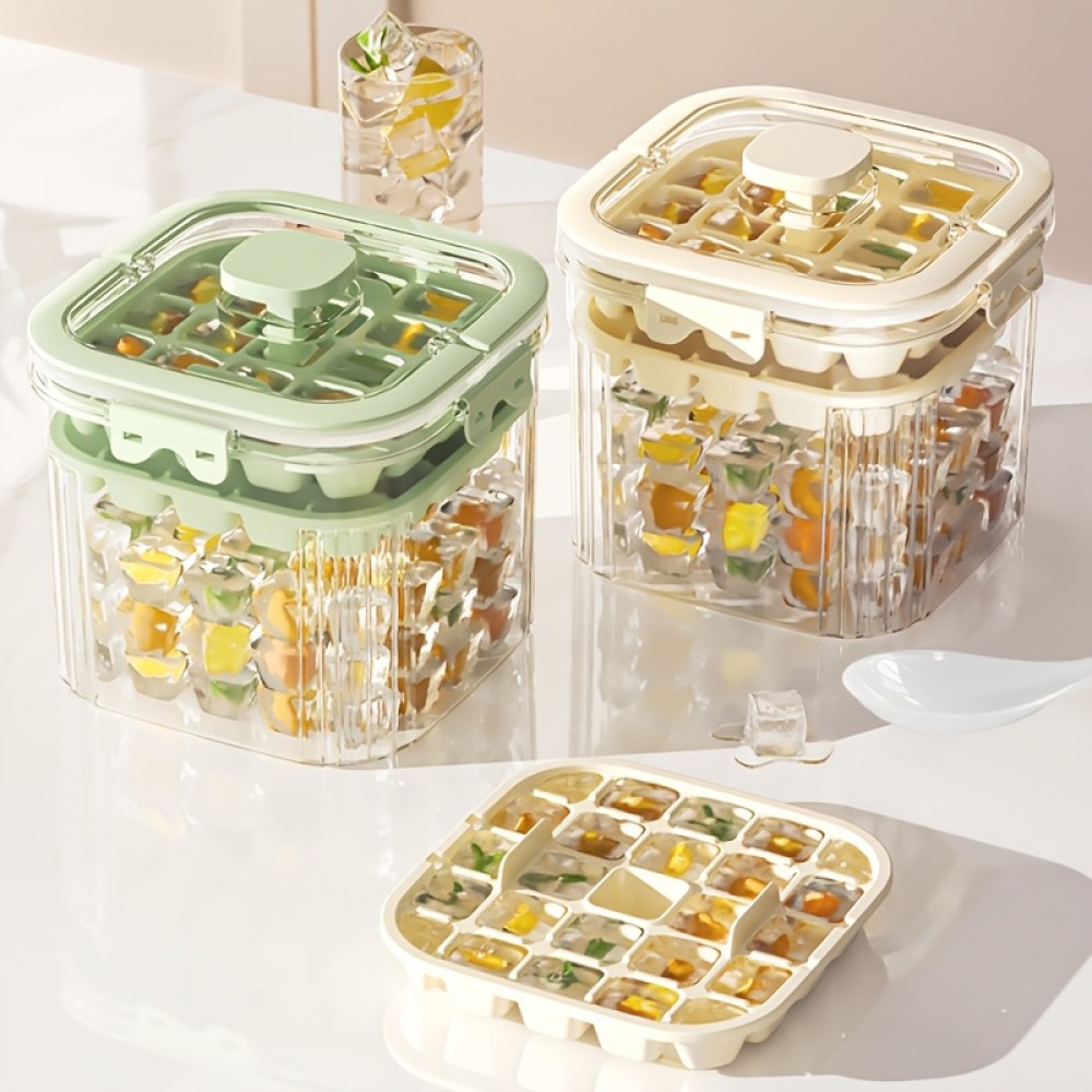 2層アイスマキアーウィズストレージボックス - 食品用プラスチックアイストレイ、ティー、カクテル、家庭用冷蔵庫ストレージ用 - 夏のミュンヘンビールフェスティバル、カクテル作りに最適なギフト | モダンなアイスマキアー | 耐久性のあるプラスチック