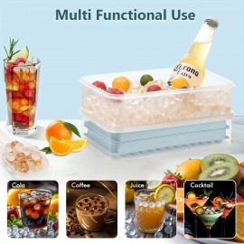 蓋とビン付きミニアイスキューブトレイ4個セット - クラッシュドアイス、カクテル、および飲料用の小さな丸いペブルモールド104個 - ウィスキー、コーヒー、ジュース、そして爽やかな飲み物に最適