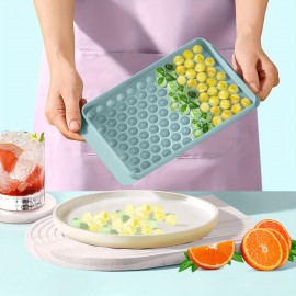 蓋とビン付きミニアイスキューブトレイ4個セット - クラッシュドアイス、カクテル、および飲料用の小さな丸いペブルモールド104個 - ウィスキー、コーヒー、ジュース、そして爽やかな飲み物に最適