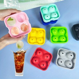 4グリッドシリコン製氷キューブ＆ボールトレイセット - ウイスキー、ルースタイル用DIYアイスモールドメーカー、キッチン＆バー向け - クリスマス、イースター、ハヌカ、バレンタインデーのフェスティブホリデーデザイン、RV冷蔵庫対応、アウトドアパーティーに最適、ファネル付き