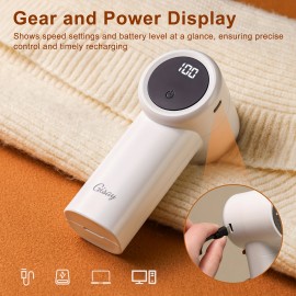 充電式電動ファブリックシェーバー、デジタルディスプレイ付き、6枚刃3段階速度調整、衣類、セーター、家具、ソファ、毛布用、電源モード：USB充電、動作電圧：≤36V、ブランド：GISAY、バッテリー容量：1200mAh、充電式バッテリー：リチウムバッテリー-18650シリーズ