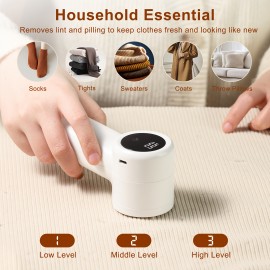 充電式電動ファブリックシェーバー、デジタルディスプレイ付き、6枚刃3段階速度調整、衣類、セーター、家具、ソファ、毛布用、電源モード：USB充電、動作電圧：≤36V、ブランド：GISAY、バッテリー容量：1200mAh、充電式バッテリー：リチウムバッテリー-18650シリーズ