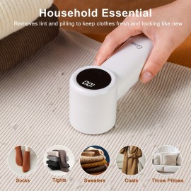 充電式電動ファブリックシェーバー、デジタルディスプレイ付き、6枚刃3段階速度調整、衣類、セーター、家具、ソファ、毛布用、電源モード：USB充電、動作電圧：≤36V、ブランド：GISAY、バッテリー容量：1200mAh、充電式バッテリー：リチウムバッテリー-18650シリーズ