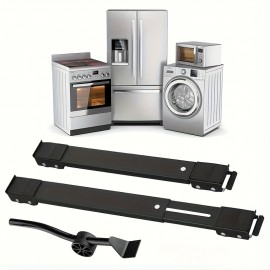 2PCS 2つの伸縮式家電家具取扱ローラー、ヘビーデューティー調整可能な洗濯機移動ブラケットベース、冷蔵庫洗濯乾燥機食器洗い機ベース用金属移動ブラケット（バールを送信）