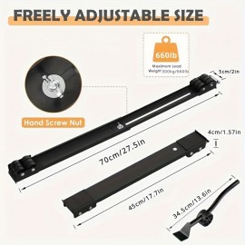 2PCS 2つの伸縮式家電家具取扱ローラー、ヘビーデューティー調整可能な洗濯機移動ブラケットベース、冷蔵庫洗濯乾燥機食器洗い機ベース用金属移動ブラケット（バールを送信）