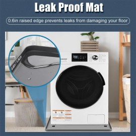 1個 シリコン製洗濯機ドリップトレイ、滑り止め防水抗振動床保護マット（穴なしデザイン）洗濯＆乾燥機用、ほとんどの家電に適合