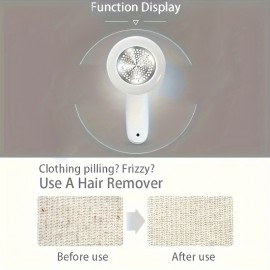 USB充電式ファブリックシェーバー＆リントリムーバー - 衣類、寝具、家具、カーペット、ソファ用ポータブル電動セーターシェーバー - ホワイトにピンクアクセント、36V、家庭用コンパクトクリーニングツール、衣類用リントリムーバー