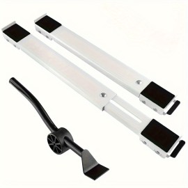 2つの白い伸縮式家電家具取扱ローラー、ヘビーデューティー調節可能な洗濯機移動スタンドベース、冷蔵庫洗濯機乾燥機食器洗い機移動スタンド金属ベース（バールを送信）