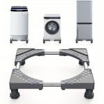 1pc グレー調調整可能な高さステンレススチール製家電スタンド、冷蔵庫、洗濯機用 - ノイズ低減、300kgの荷重能力、バッテリー不要