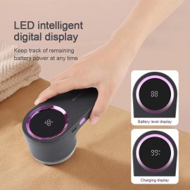 1pc 携帯用 USB 充電式 毛玉取り デジタルディスプレイ付き 合金鋼ブレード 携帯用 ファブリックシェーバー 衣類 ソファ 家具 カーペット用 500mAh リチウム電池駆動 コードレス 毛玉トリマー - DYFDYF
