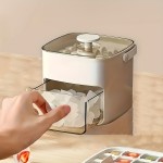 プレスカバー付きスクエアアイスキューブメーカー48個セット - 大容量ダブルレイヤーデザイン、食品グレードプラスチック、22.68KG/24時間、手動操作、電気不要、キッチン必須品、モダンクッキングウェア｜お手入れ簡単素材