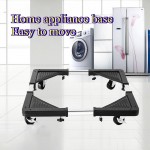 調節可能＆移動式ステンレス製家電スタンド - 冷蔵庫や洗濯機用の耐久性プラスチックベース、簡単に移動できるフロアトロリーホルダー（ホイール付き）、ランドリー室やキッチンに最適